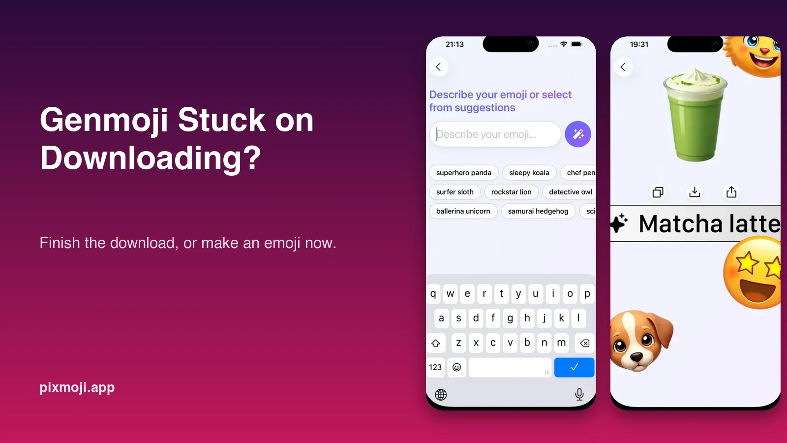 Genmoji stuck on Downloading support for Genmoji on iPhone, and how to finish the download