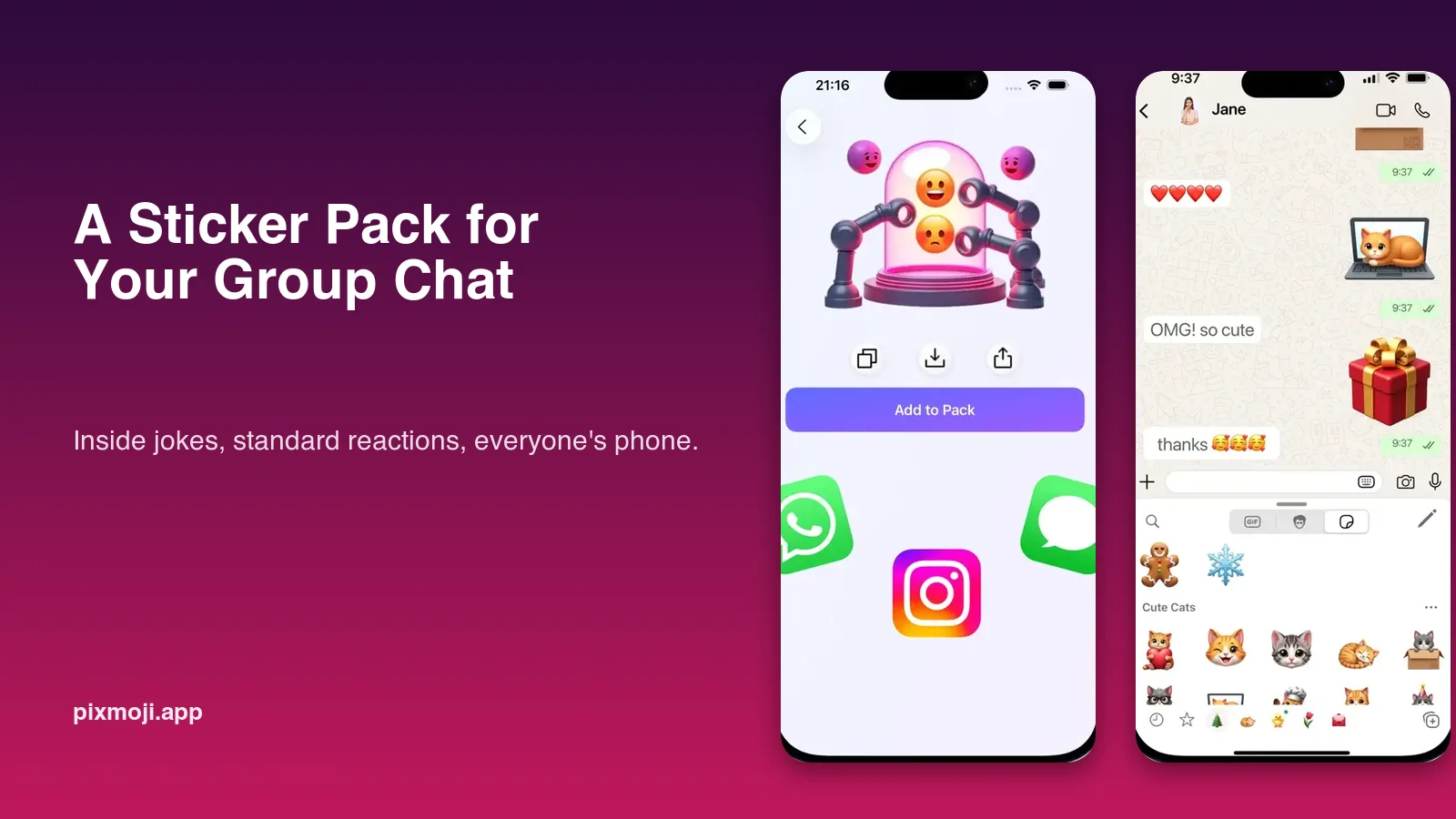 Making a sticker pack for a group chat on iPhone with inside jokes and the group's own faces