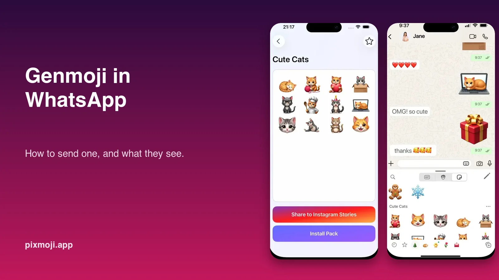 How to use Genmoji in WhatsApp on iPhone, and what the other person sees