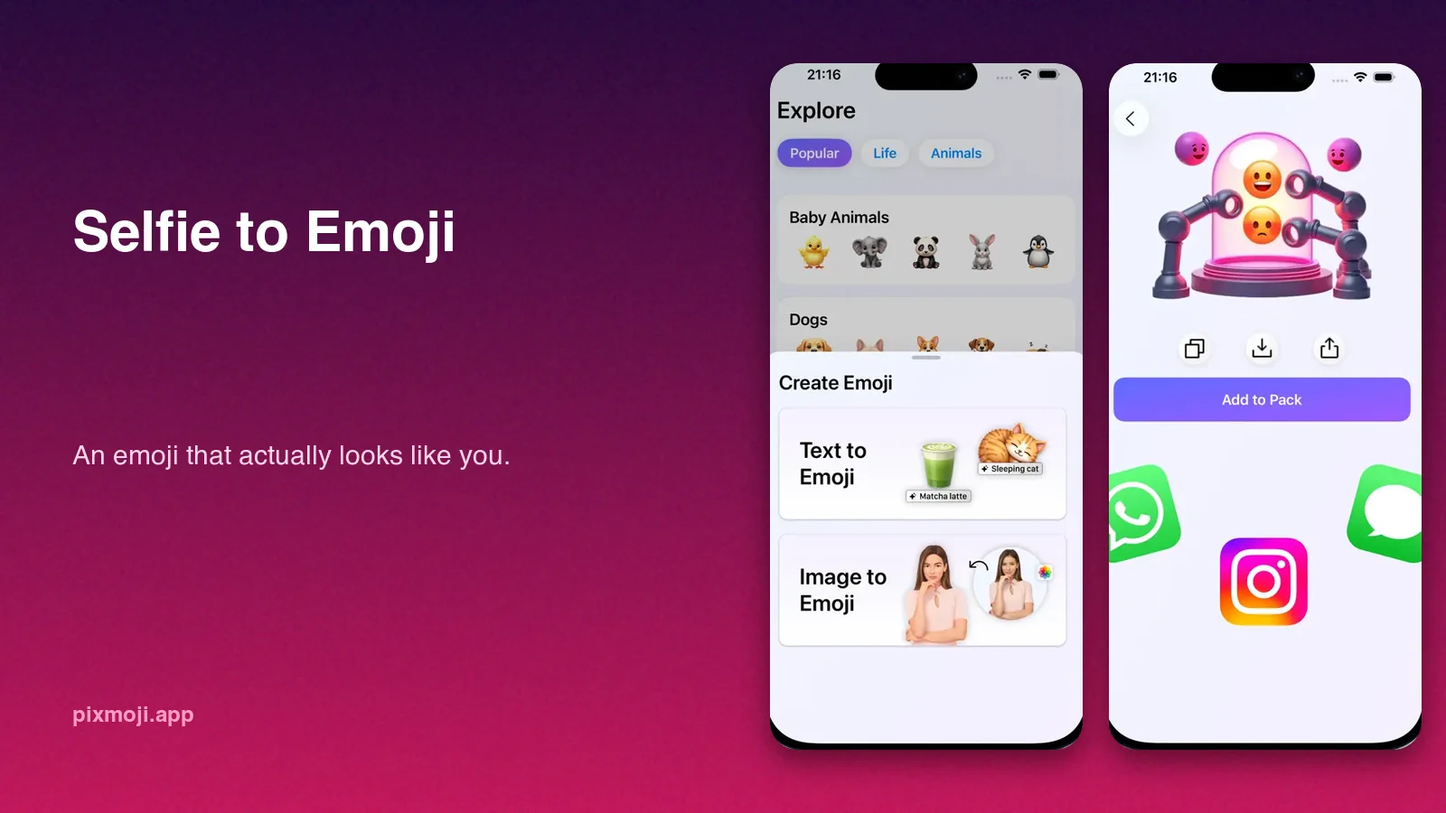 A selfie turned into an emoji that looks like you with Pixmoji